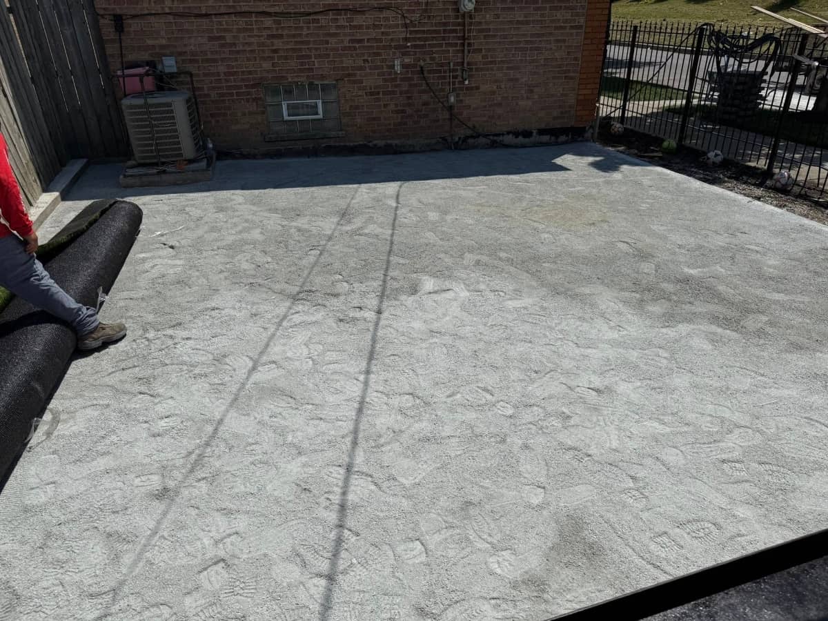 concrete patio for turf installation