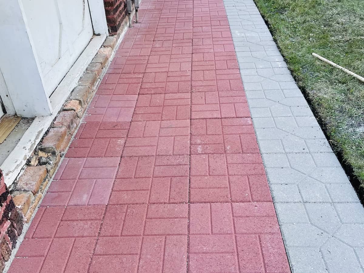 new hardscape sidewalk with red color