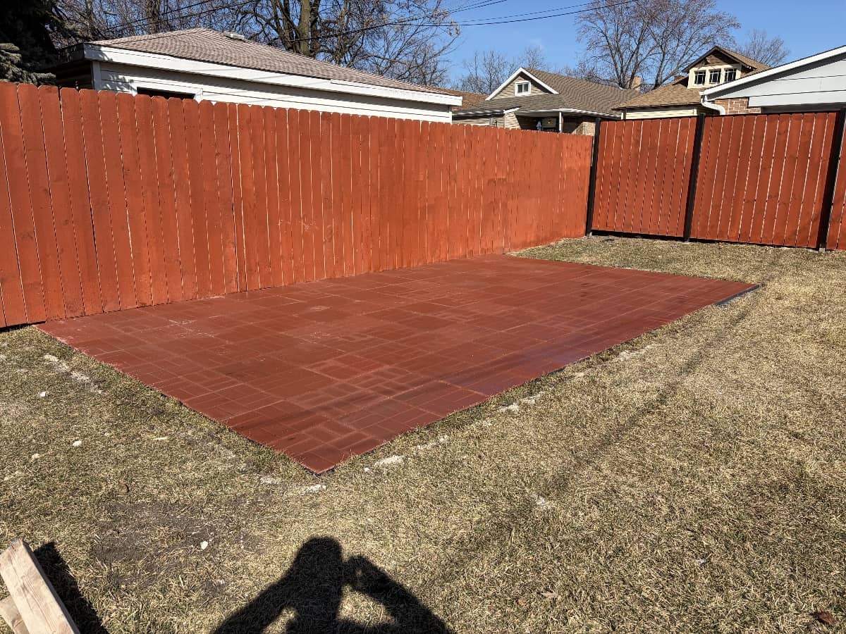 newly built red paver patio
